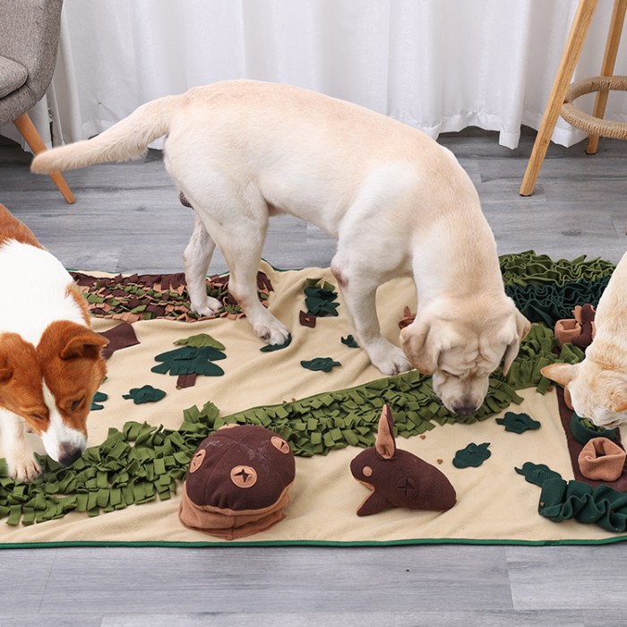 3 dogs sniff snuffle mat